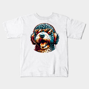 Spanish Water Dog DJ Beaming with Musical Joy Kids T-Shirt